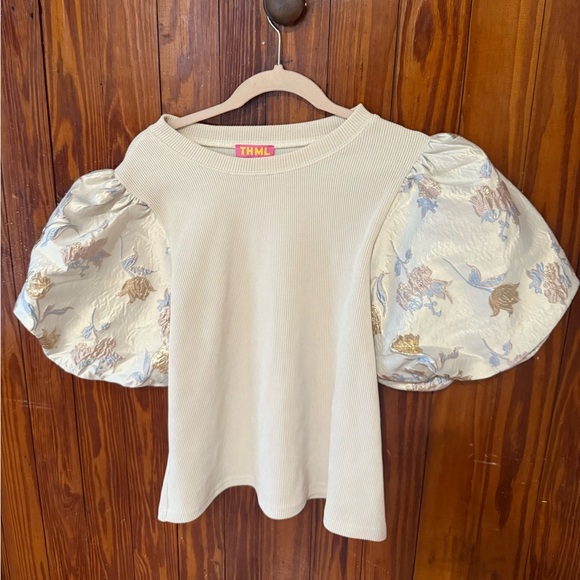 THML Tops - THML puff sleeve metallic blouse